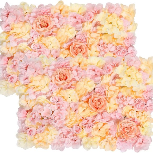 2 Packs Silk Flower Wall Panels Wedding Home Decor Backdrop 16"x24" - Picture 4 of 8